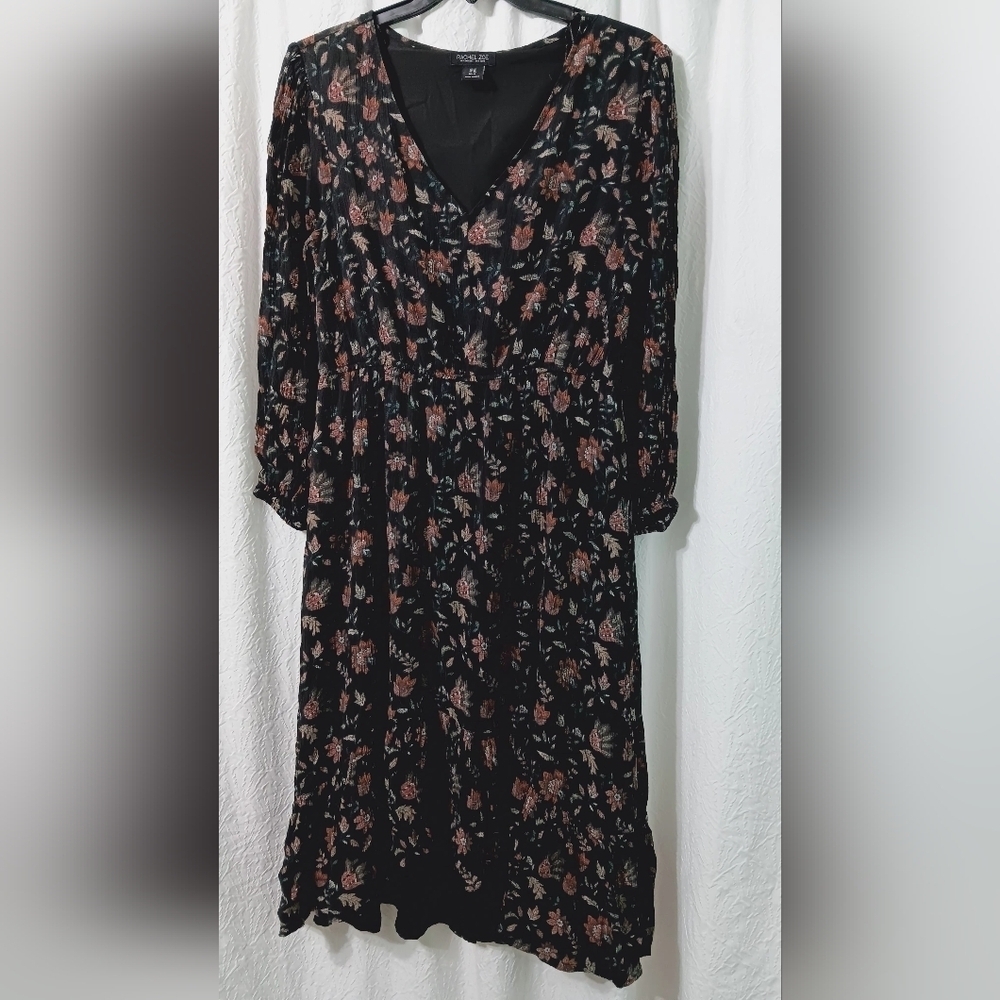 Rachel & Zoe Women Multicolored Swing/flare Dress Ruffle Hem Formal Career Sz 12